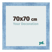 Cadre Photo 70x70cm Bleu Brillant Patine MDF Pisa De Face Mesure | Yourdecoration.fr