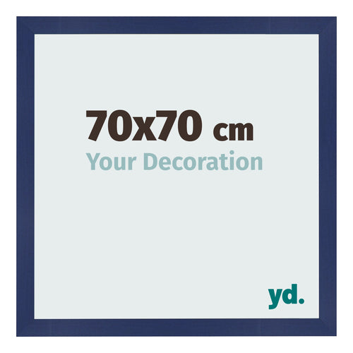 Cadre Photo 70x70cm Bleu Foncé Patiné MDF Bologna De Face Mesure | Yourdecoration.fr