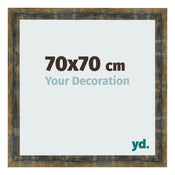 Cadre Photo 70x70cm Bleu Or Melange MDF Pisa De Face Mesure | Yourdecoration.fr