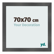 Cadre Photo 70x70cm Noir Argent Poli MDF Pisa De Face Mesure | Yourdecoration.fr