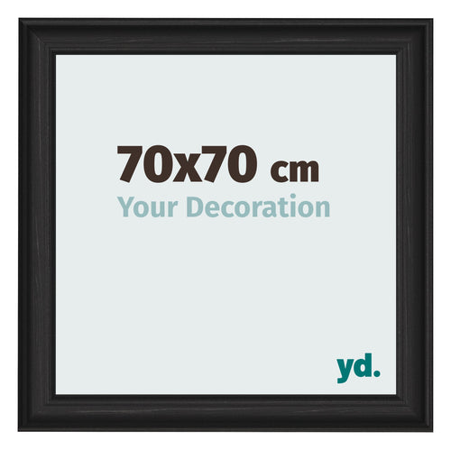 Cadre Photo 70x70cm Noir Grain de Bois MDF Lazio De Face Mesure | Yourdecoration.fr