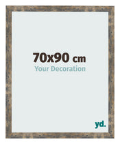 Cadre Photo 70x90cm Bleu Or Mélangé MDF Bologna De Face Mesure | Yourdecoration.fr