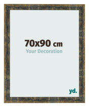Cadre Photo 70x90cm Bleu Or Melange MDF Pisa De Face Mesure | Yourdecoration.fr