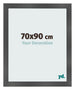 Cadre Photo 70x90cm Noir Argent Poli MDF Pisa De Face Mesure | Yourdecoration.fr