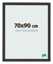 Cadre Photo 70x90cm Noir Grain de Bois MDF Bologna De Face Mesure | Yourdecoration.fr