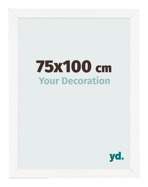Cadre Photo 75x100 cm Blanc Brillant MDF Bologna De Face Mesure | Yourdecoration.fr