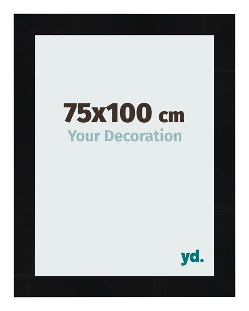 Cadre Photo 75x100cm Noir Argent Poli MDF Pisa De Face Mesure | Yourdecoration.fr