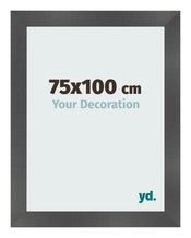 Cadre Photo 75x100cm Noir Argent Poli MDF Pisa De Face Mesure | Yourdecoration.fr