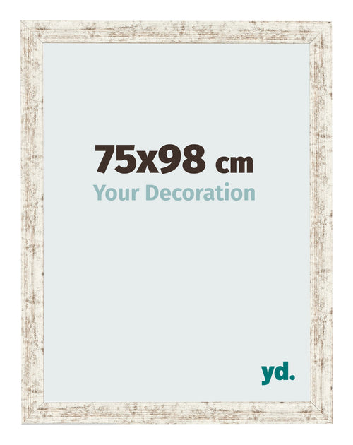 Cadre Photo 75x98cm Blanc Vintage MDF Bologna De Face Mesure | Yourdecoration.fr