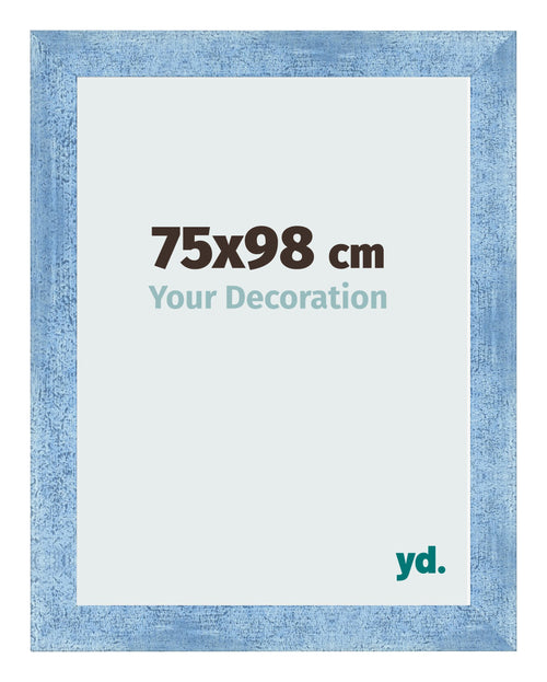 Cadre Photo 75x98cm Bleu Brillant Patine MDF Pisa De Face Mesure | Yourdecoration.fr