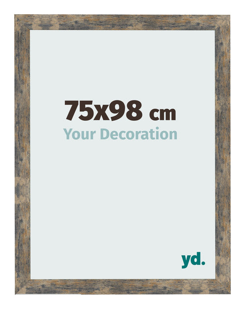 Cadre Photo 75x98cm Bleu Or Mélangé MDF Bologna De Face Mesure | Yourdecoration.fr