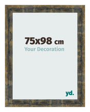 Cadre Photo 75x98cm Bleu Or Melange MDF Pisa De Face Mesure | Yourdecoration.fr