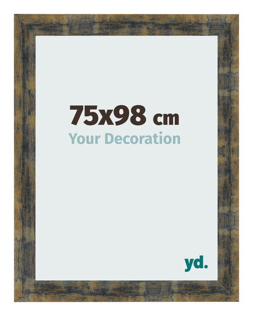 Cadre Photo 75x98cm Bleu Or Melange MDF Pisa De Face Mesure | Yourdecoration.fr