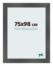 Cadre Photo 75x98cm Noir Argent Poli MDF Pisa De Face Mesure | Yourdecoration.fr