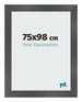 Cadre Photo 75x98cm Noir Argent Poli MDF Pisa De Face Mesure | Yourdecoration.fr