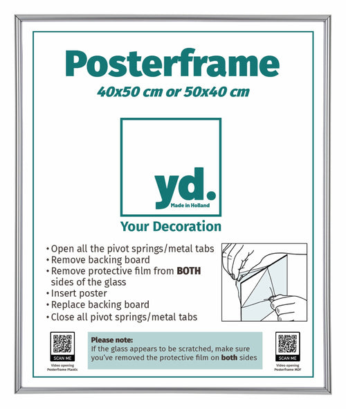 Cadre d'Affiche Plastique 40x50cm Argent De Face Mesure | Yourdecoration.fr