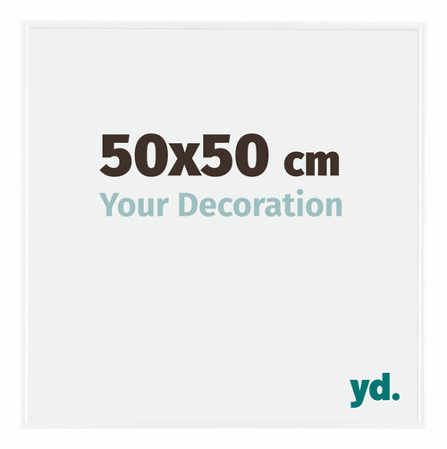 Evry Plastique Cadre Photo 50x50cm Blanc Brillant De Face Mesure | Yourdecoration.fr