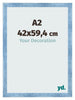 Cadre Photo A2 - 42x59,4 cm - Bleu Brillant Patiné - MDF - Pisa