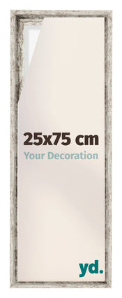 Lyon MDF Cadre Flottant 25x75cm Blanc Vintage De Face Mesure | Yourdecoration.fr