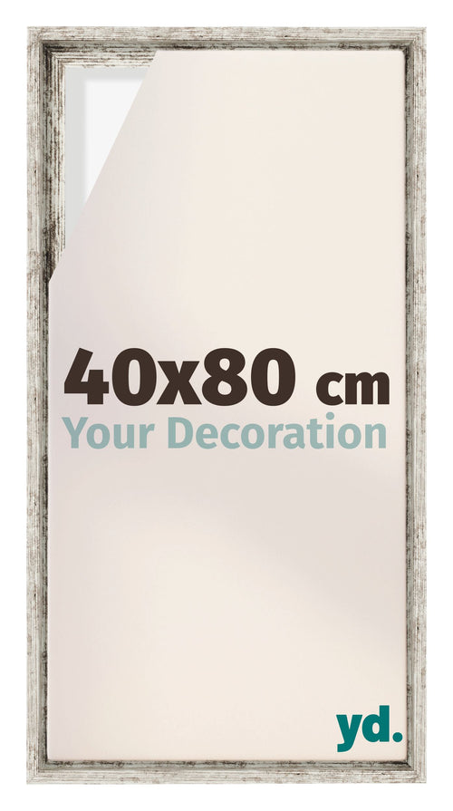 Lyon MDF Cadre Flottant 40x80cm Blanc Vintage De Face Mesure | Yourdecoration.fr