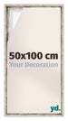 Lyon MDF Cadre Flottant 50x100cm Blanc Vintage De Face Mesure | Yourdecoration.fr