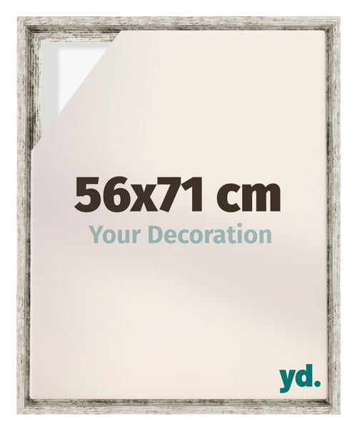 Lyon MDF Cadre Flottant 56x71cm Blanc Vintage De Face Mesure | Yourdecoration.fr