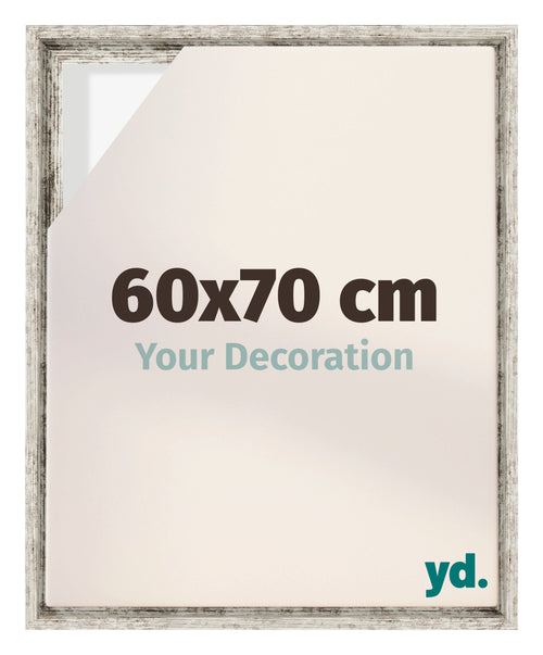 Lyon MDF Cadre Flottant 60x70cm Blanc Vintage De Face Mesure | Yourdecoration.fr