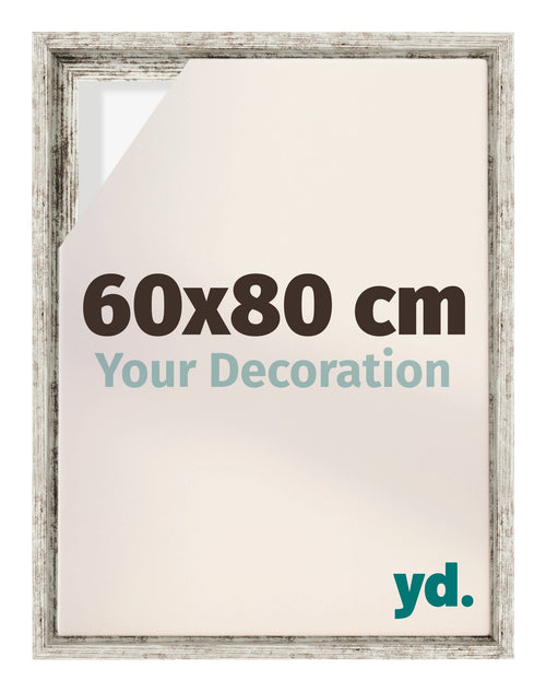 Lyon MDF Cadre Flottant 60x80cm Blanc Vintage De Face Mesure | Yourdecoration.fr