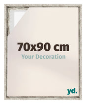 Lyon MDF Cadre Flottant 70x90cm Blanc Vintage De Face Mesure | Yourdecoration.fr