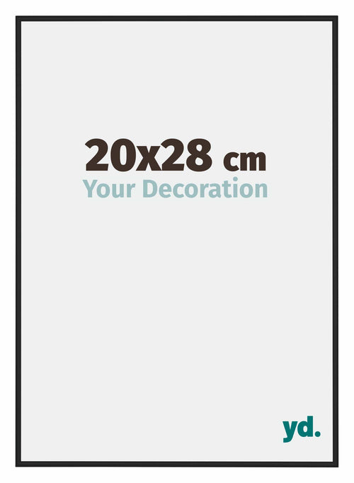 Miami Aluminium Cadre Photo 20x28cm Noir Brillant De Face Mesure | Yourdecoration.fr