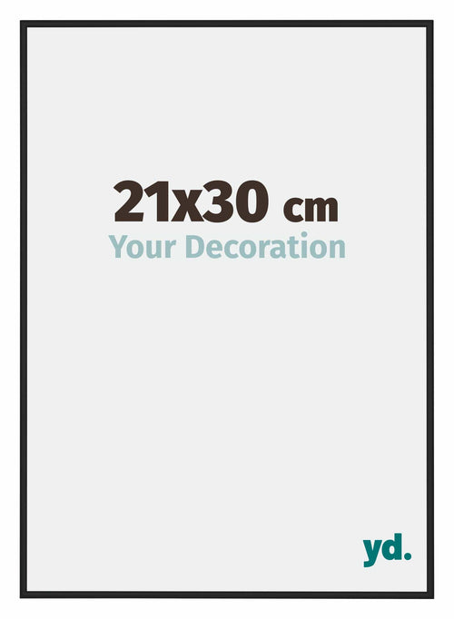 Miami Aluminium Cadre Photo 21x30cm Noir Brillant De Face Mesure | Yourdecoration.fr