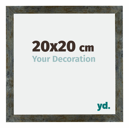 Mura MDF Cadre Photo 20x20cm Bleu Or Mélangé De Face Mesure | Yourdecoration.fr
