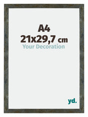 Mura MDF Cadre Photo 21x29,7cm A4 Bleu Or Mélangé De Face Mesure | Yourdecoration.fr