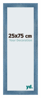 Mura MDF Cadre Photo 25x75cm Bleu Brillant Patiné De Face Mesure | Yourdecoration.fr