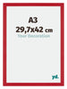 Mura MDF Cadre Photo 29 7x42cm A3 Rouge De Face Mesure | Yourdecoration.fr