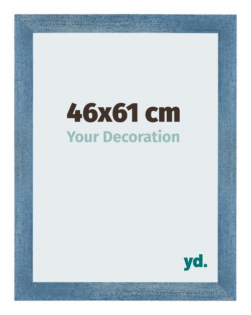 Mura MDF Cadre Photo 46x61cm Bleu Brillant Patiné De Face Mesure | Yourdecoration.fr