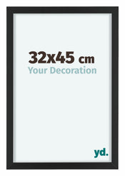 Virginia Aluminium Cadre Photo 32x45cm Noir De Face Mesure | Yourdecoration.fr