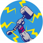 Komar Avengers Thors Hammer Pop Art Papier Peint Adhésif 125x125cm Rond | Yourdecoration.fr