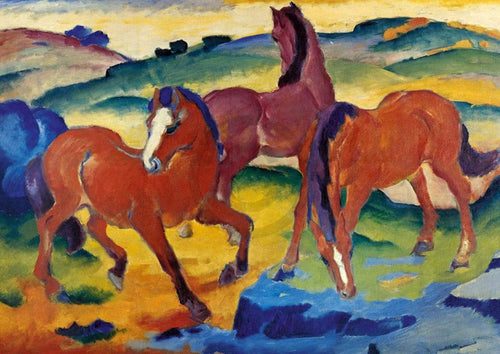 Franz Marc  Die roten Pferde affiche art 29.7x21cm | Yourdecoration.fr