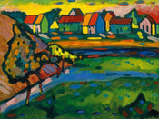 Wassily Kandinsky  Bayrisches Dorf mit Feld affiche art 80x60cm | Yourdecoration.fr