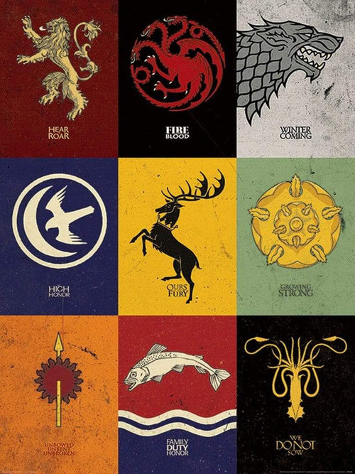 Pyramid Game of Thrones Sigils affiche art 60x80cm | Yourdecoration.fr