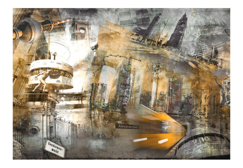 Papier Peint - Berlin Collage Orange - Intissé