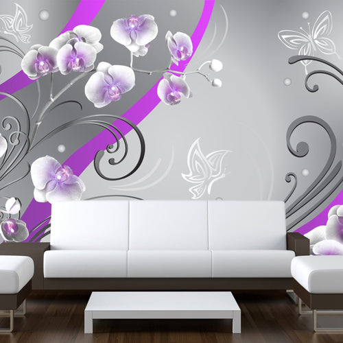 Papier Peint - Purple Orchids Variation - Intissé