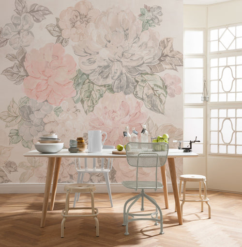Komar Gardenia Intisse Papier Peint 250x250cm 5 bandes interieur | Yourdecoration.fr