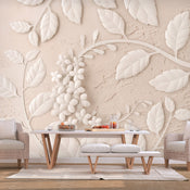 Papier Peint - Paper Flowers Beige - Intissé