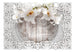 Papier Peint - Lilies and Wooden Background - Intissé