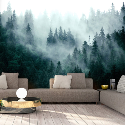 Papier Peint - Mountain Forest Dark Green - Intissé