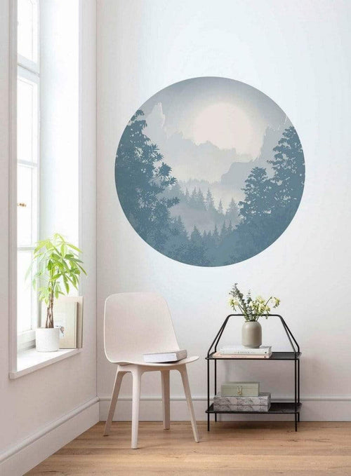 Komar Blue Valley Papier Peint 125x125cm Rond ambiance | Yourdecoration.fr