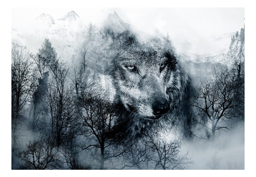 Papier Peint - Mountain Predator Black and White - Intissé