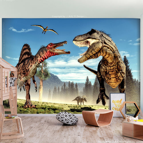 Papier Peint - Fighting Dinosaurs - Intissé